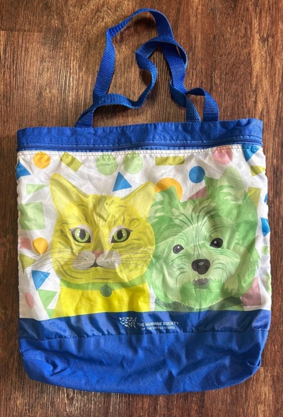 Lisa Frank Style Humane Society Lightweight Tote Bag Colorful Retro 16x13